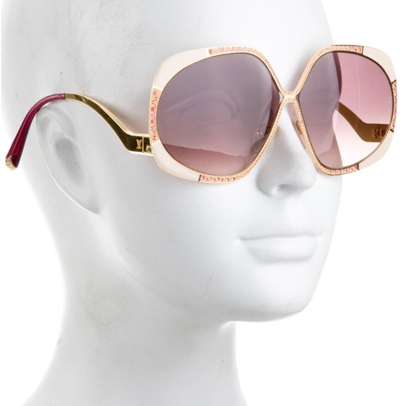 👓💛❤️LOUIS VUITTON VINTAGE SUZY EMBELLISHED OVERSIZED SUNGLASSES Z0400U M1120 - Picture 6 of 17